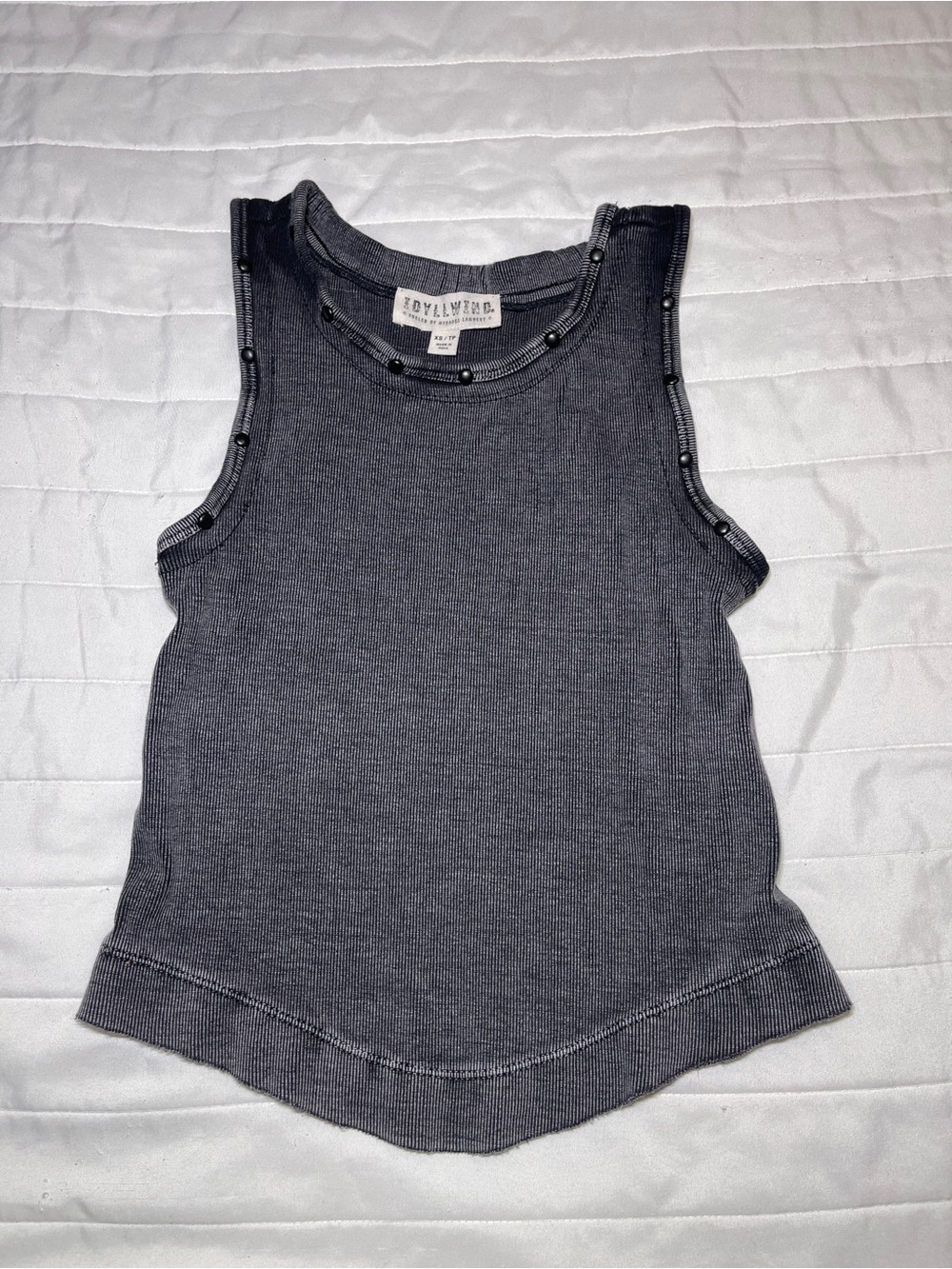 Idyllwind Women's Charcoal Ribbed Tank with Studded Trim